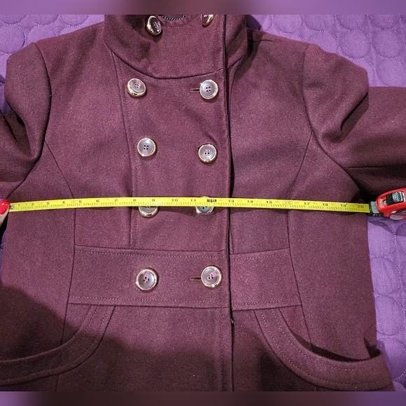 Kenneth Cole New York Double Breasted Funnel Collar Wool Blend Coat Size 14 - Picture 11 of 16